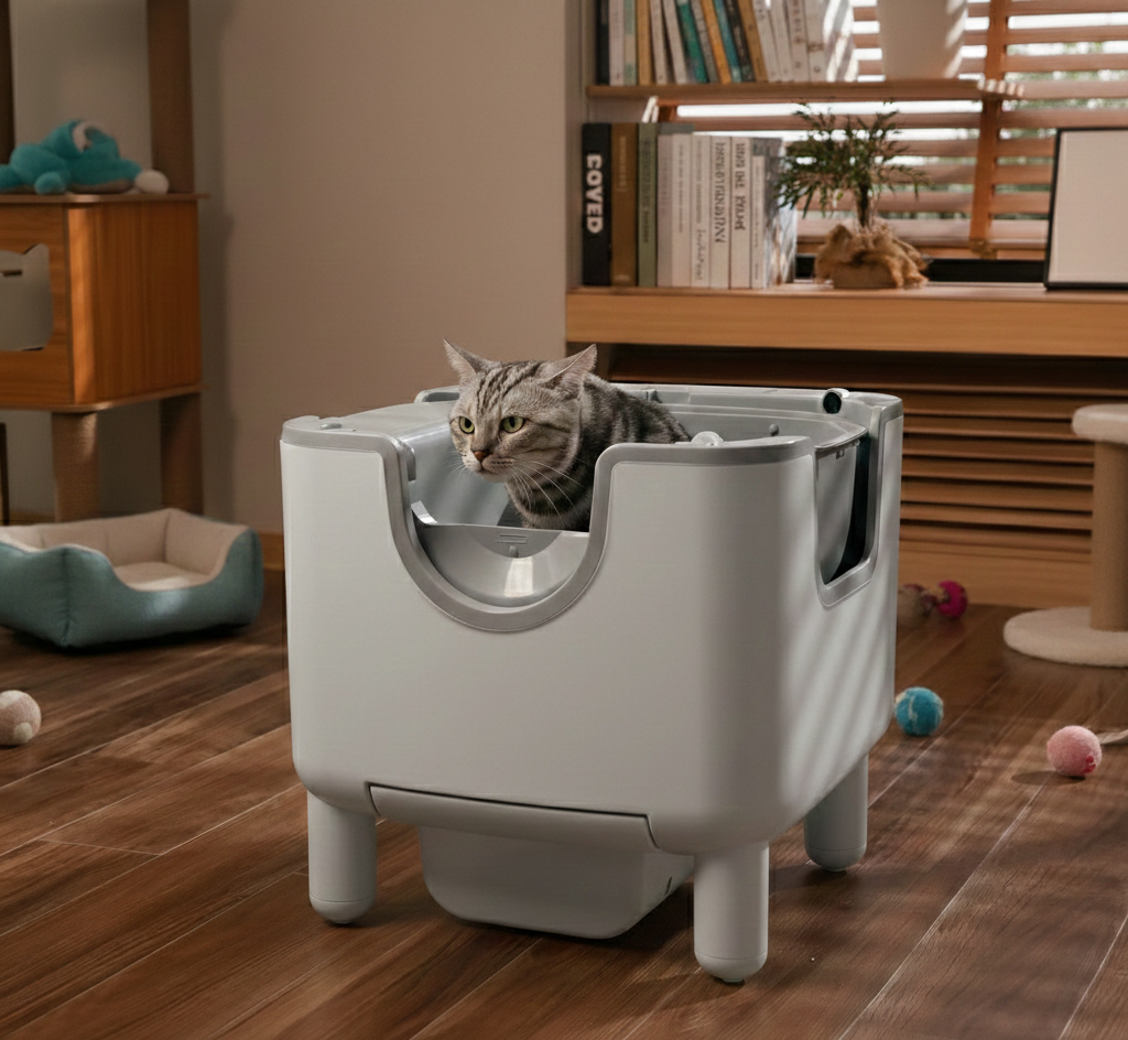 Litière automatique ouverte Flow Cat – Bac autonettoyant pour chat